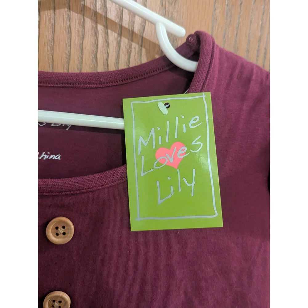 NWT Millie Loves Lily Girls Plum Purple Cotton Flutter Sleeve Ruffle Top Size 10 - Picture 6 of 7